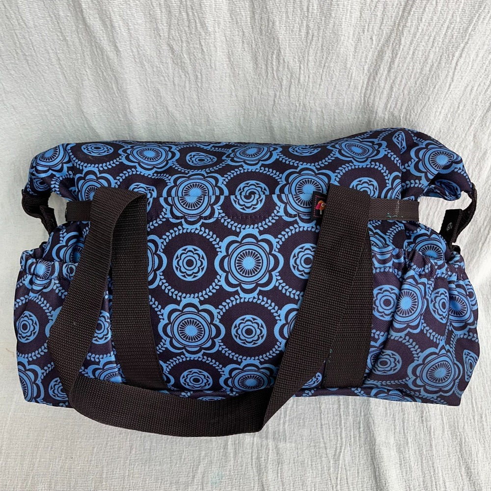 Unbranded Duffle Bag Women OS Blue Floral Mandala Weekend Travel Carry On Bag